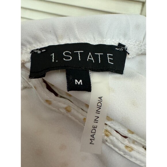 1.State Womens Bon Voyage Satin Polka Dot V-Back Blouse Top BHFO 3536 SIZE M - Picture 6 of 7